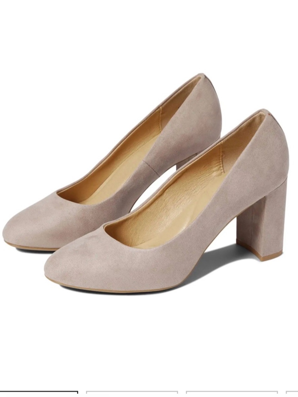 Classic Block Heel Pumps in Light Taupe - Women